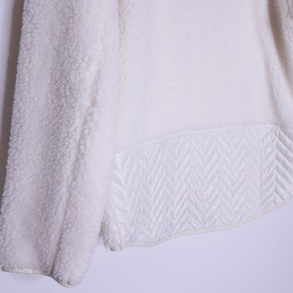 ATHLETA Cozy Sherpa Snap Pullover Sweatshirt White Oversized Filled Women's S - Picture 8 of 11